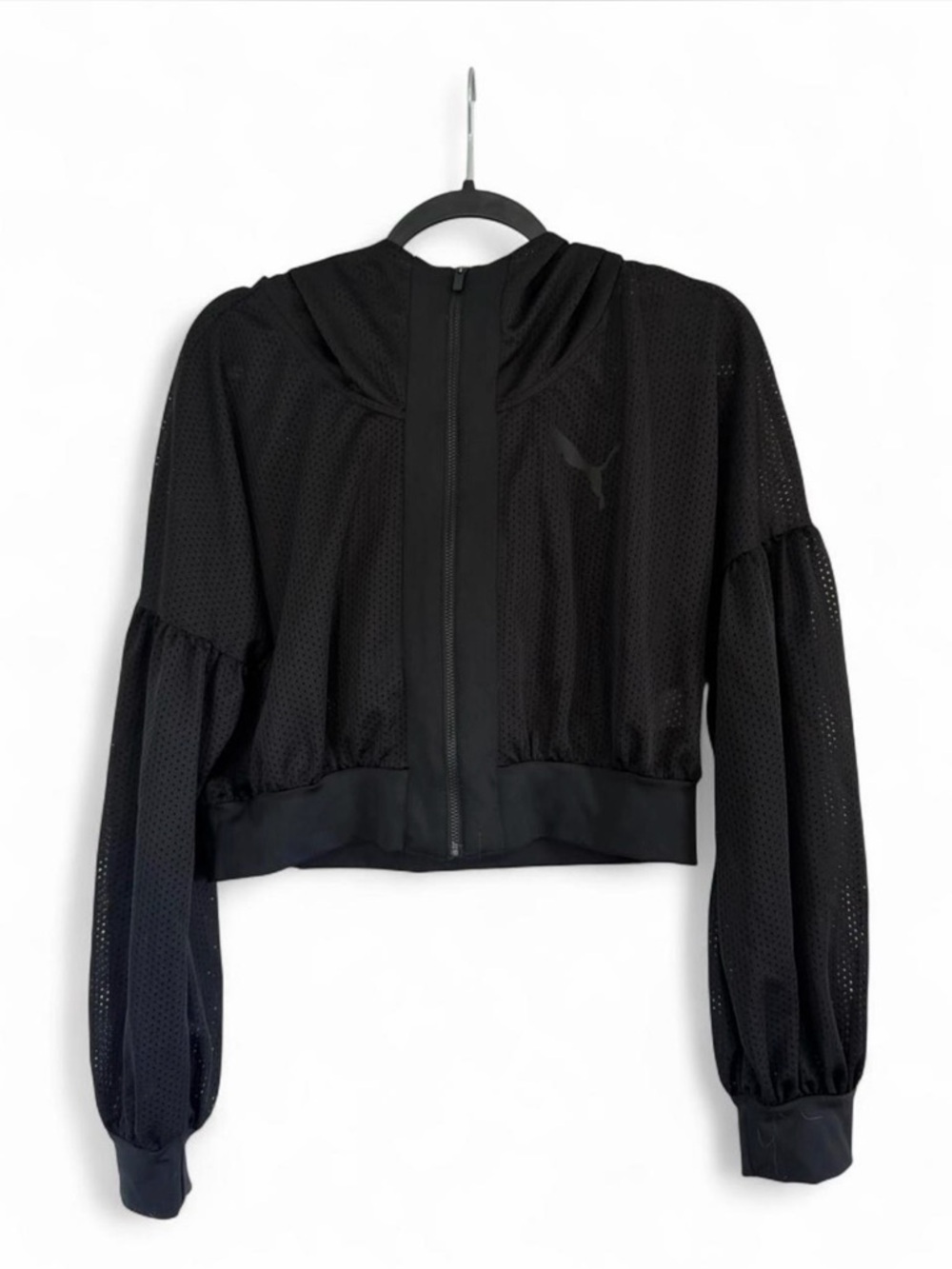 Puma Black Mesh Cropped Hooded Jacket  ⚫️